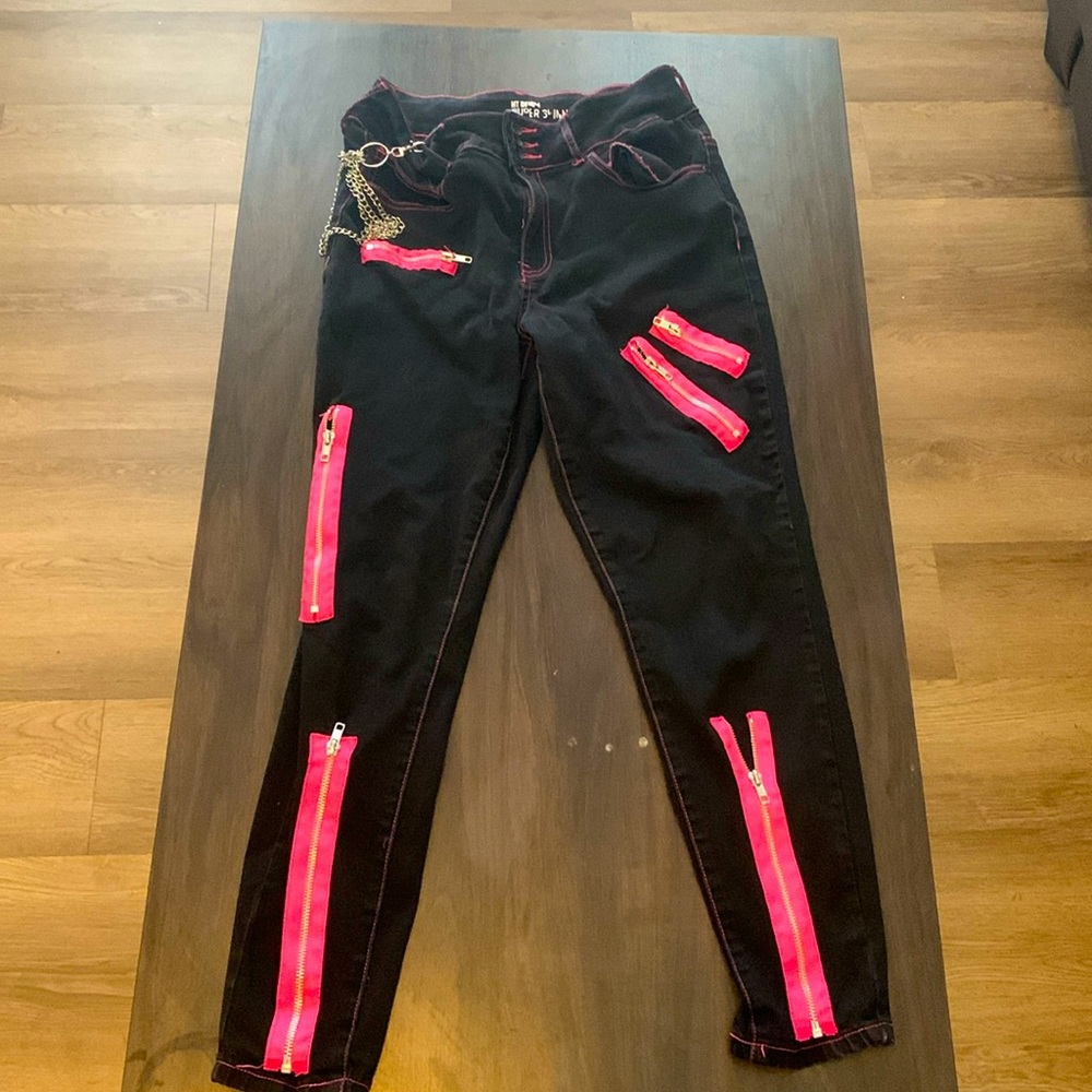 Pink and black hot topic jeans